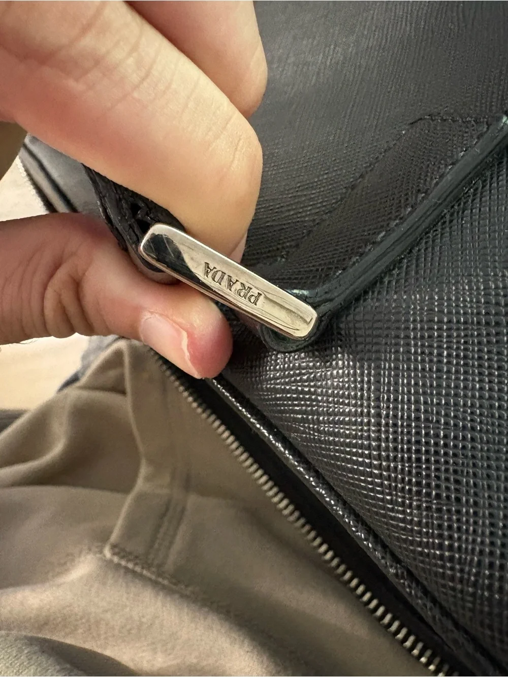 Men's Black Prada Leather Briefcase Travel & Work Bag